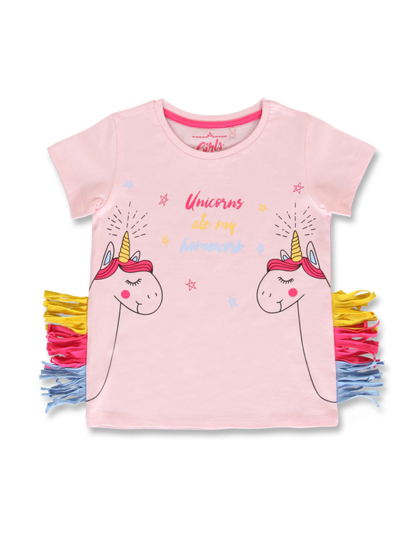 Lemon Beret T-Shirt Unicorns rosa und weiß