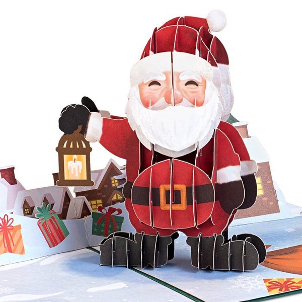 Papercrush Weihnachtsmann mit Laterne Pop-Up Karte