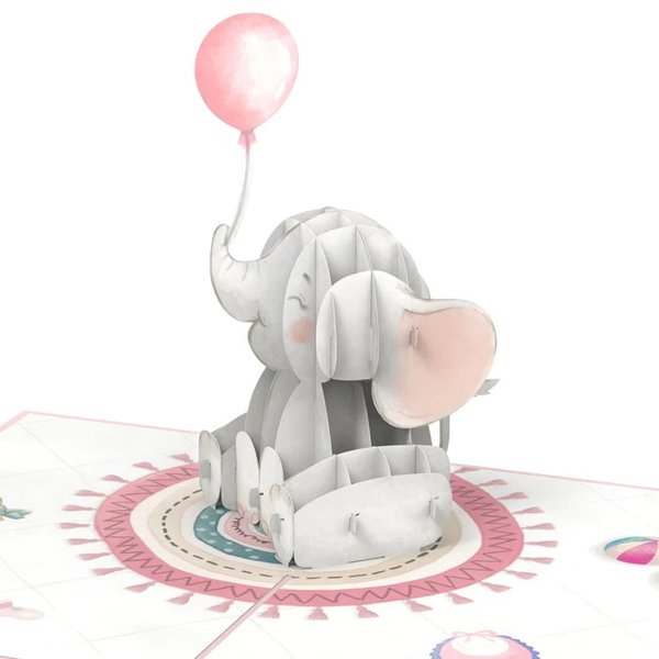 Papercrush Baby-Elefant (Rosa) Pop-Up Karte