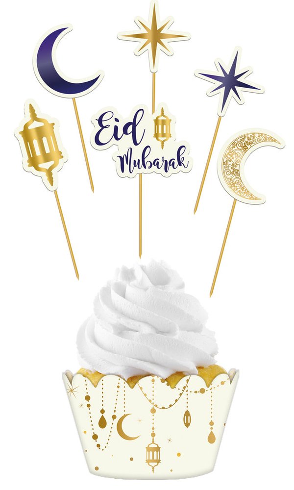 Cupcake-Dekorationsset - Eid Mubarak - 12-teilig