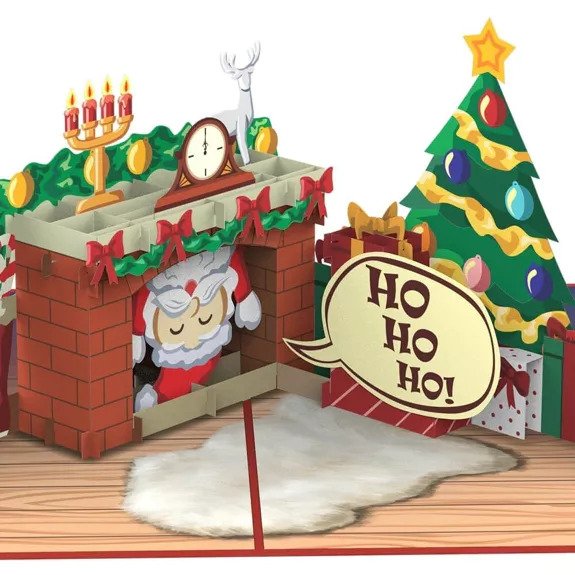 Papercrush Pop-Up Karte Weihnachtsmann im Kamin