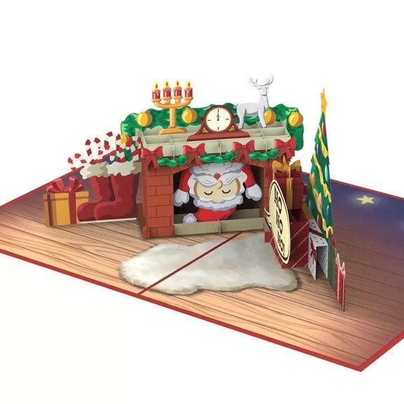Papercrush Pop-Up Karte Weihnachtsmann im Kamin