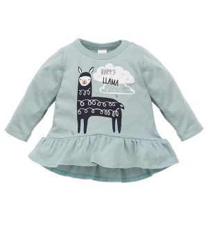 pk0203-pinokio-gruenes-baby-maedchen-langarmshirt-kleid-tunika-lama-motiv-kinder-oberteil-baumwollshirt-langarm-tuerkis-happy-lama-schriftzug-unifarben.jpg